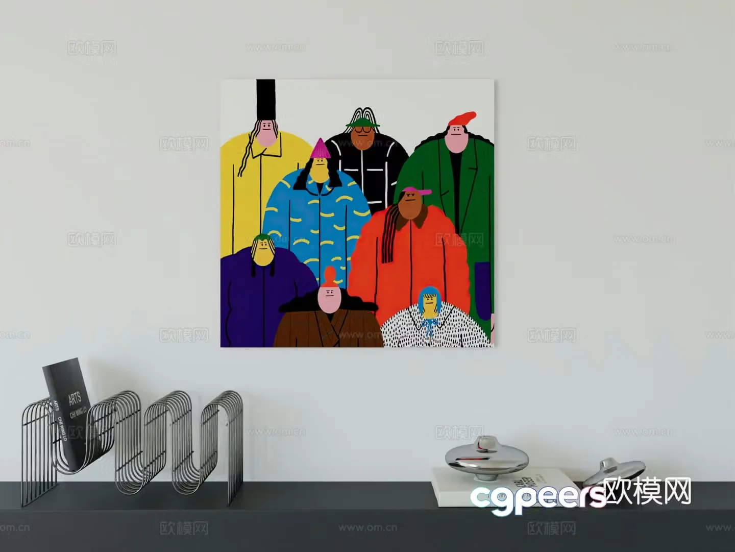 Modern minimalist hanging painting Bauhaus art hanging painting 3d model