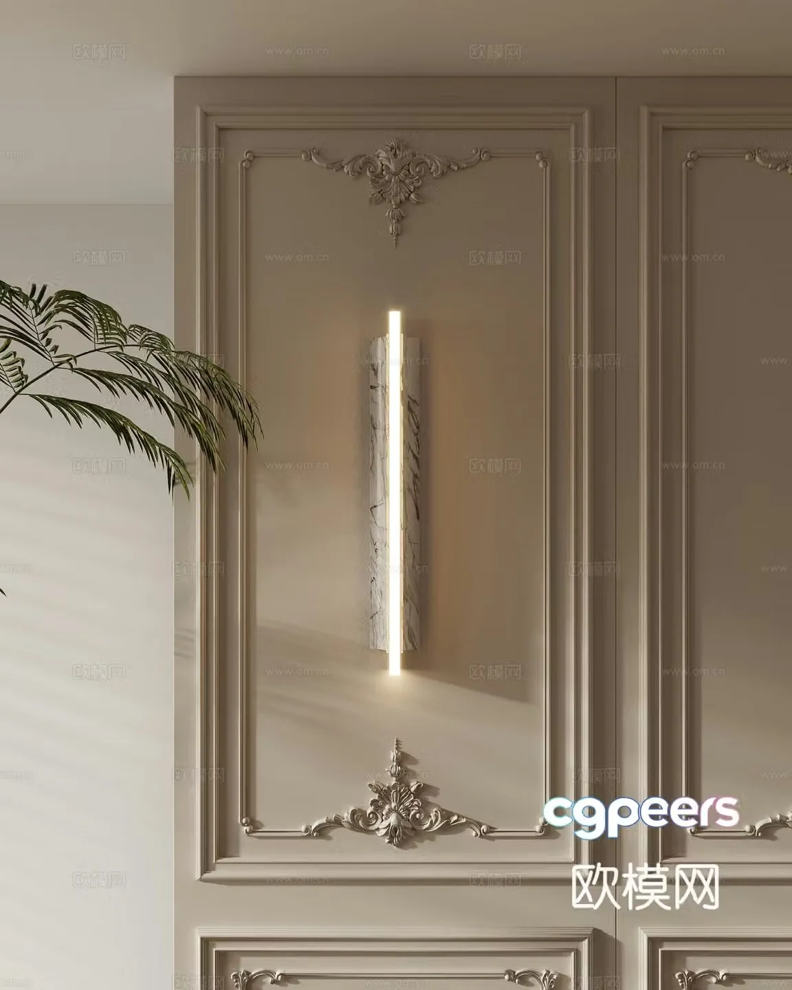 French light luxury wall lamp 3D model