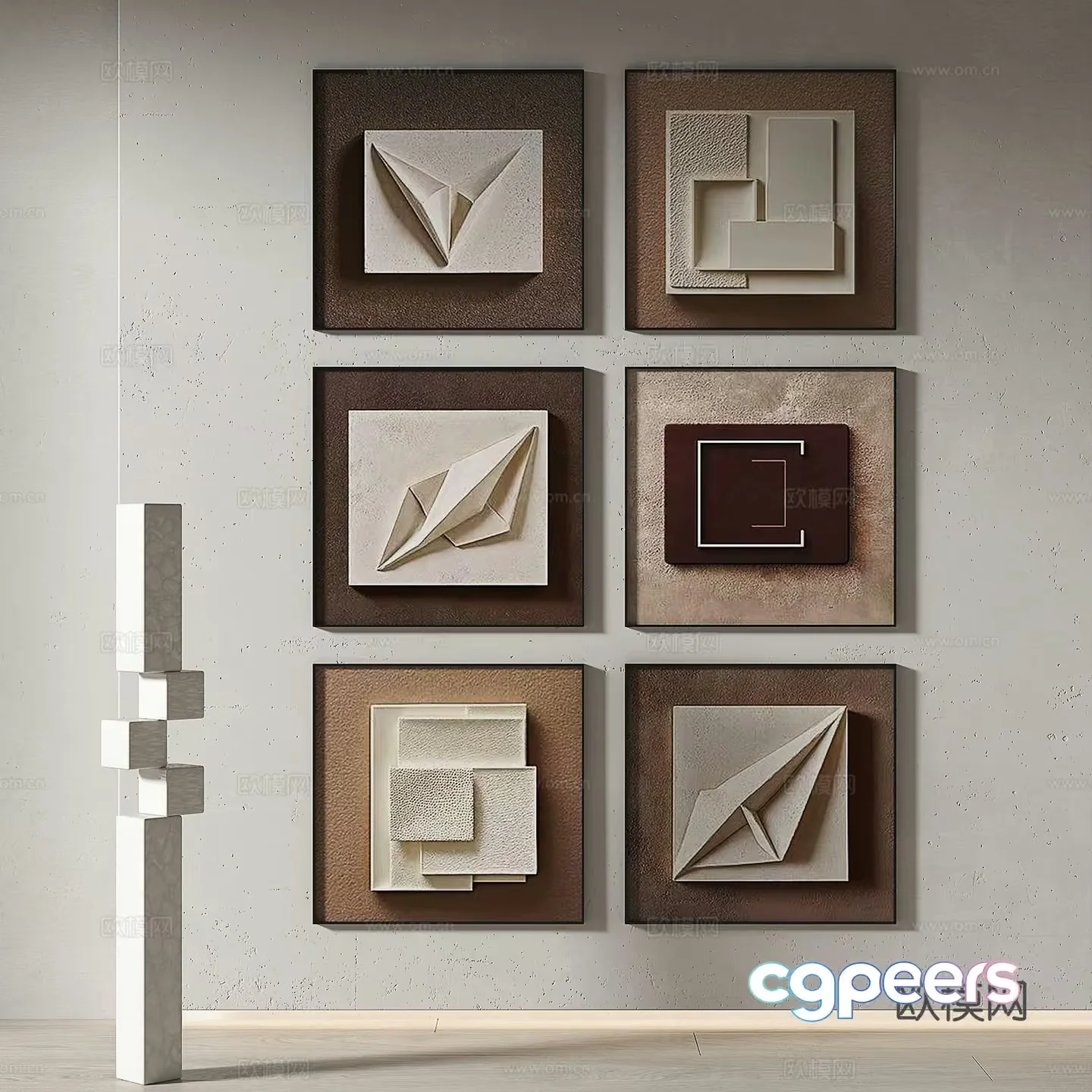 Modern Art Wall 3D Model – 8575 – VRAY Render