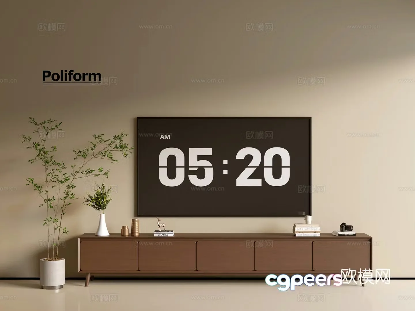 Modern wood grain TV cabinet simple side cabinet chest of drawers low cabinet whole cabinet side cabinet balcony 3D model