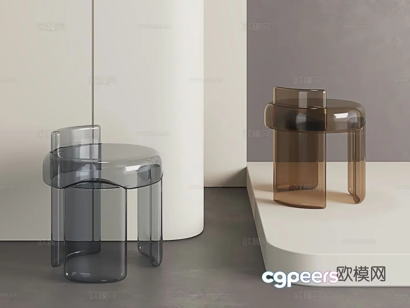 Modern acrylic stool transparent shoe changing stool simple low stool 3D model