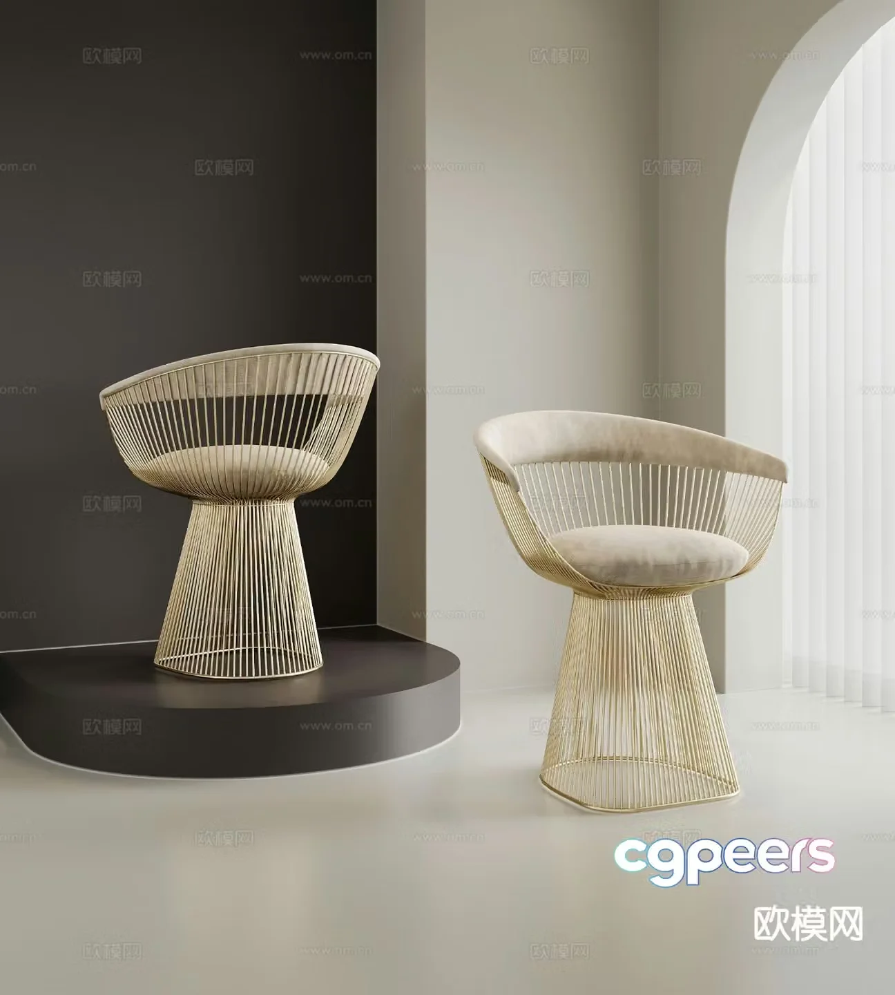 Modern rattan chair dining chair single chair 3d model