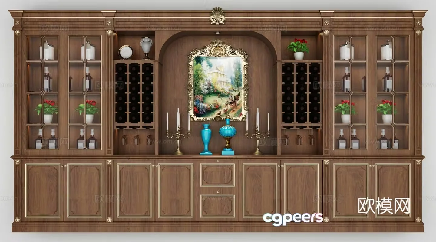 Modern Nordic TV cabinet combination 3D model