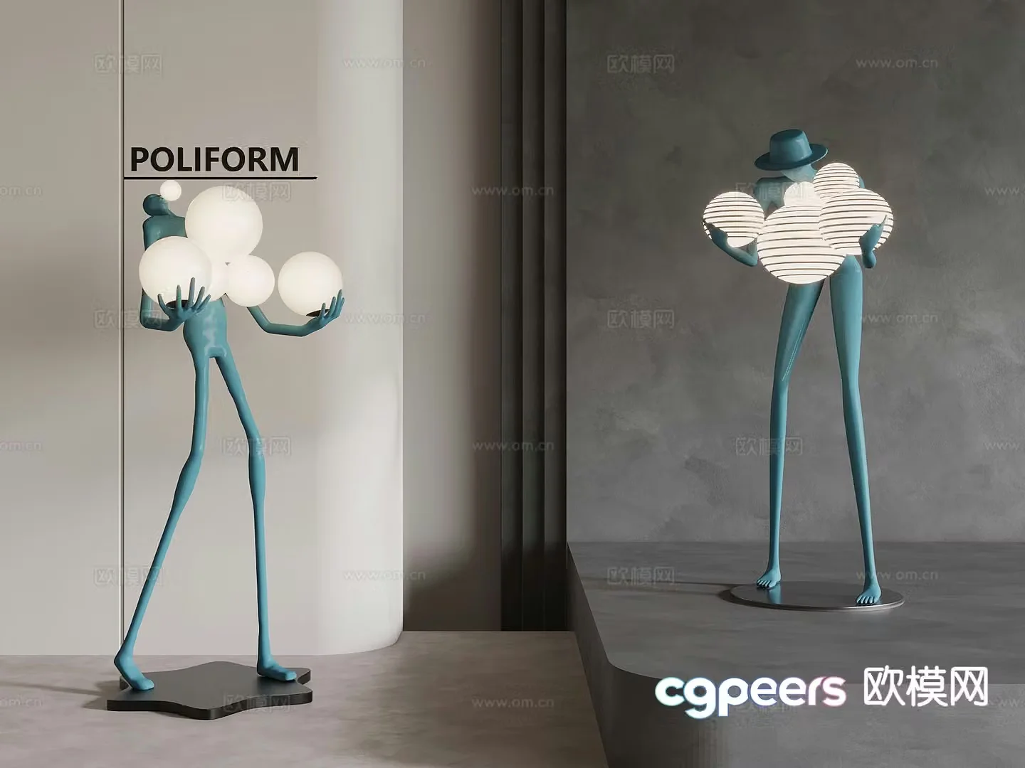 Human sculpture decorative lamp 3d model