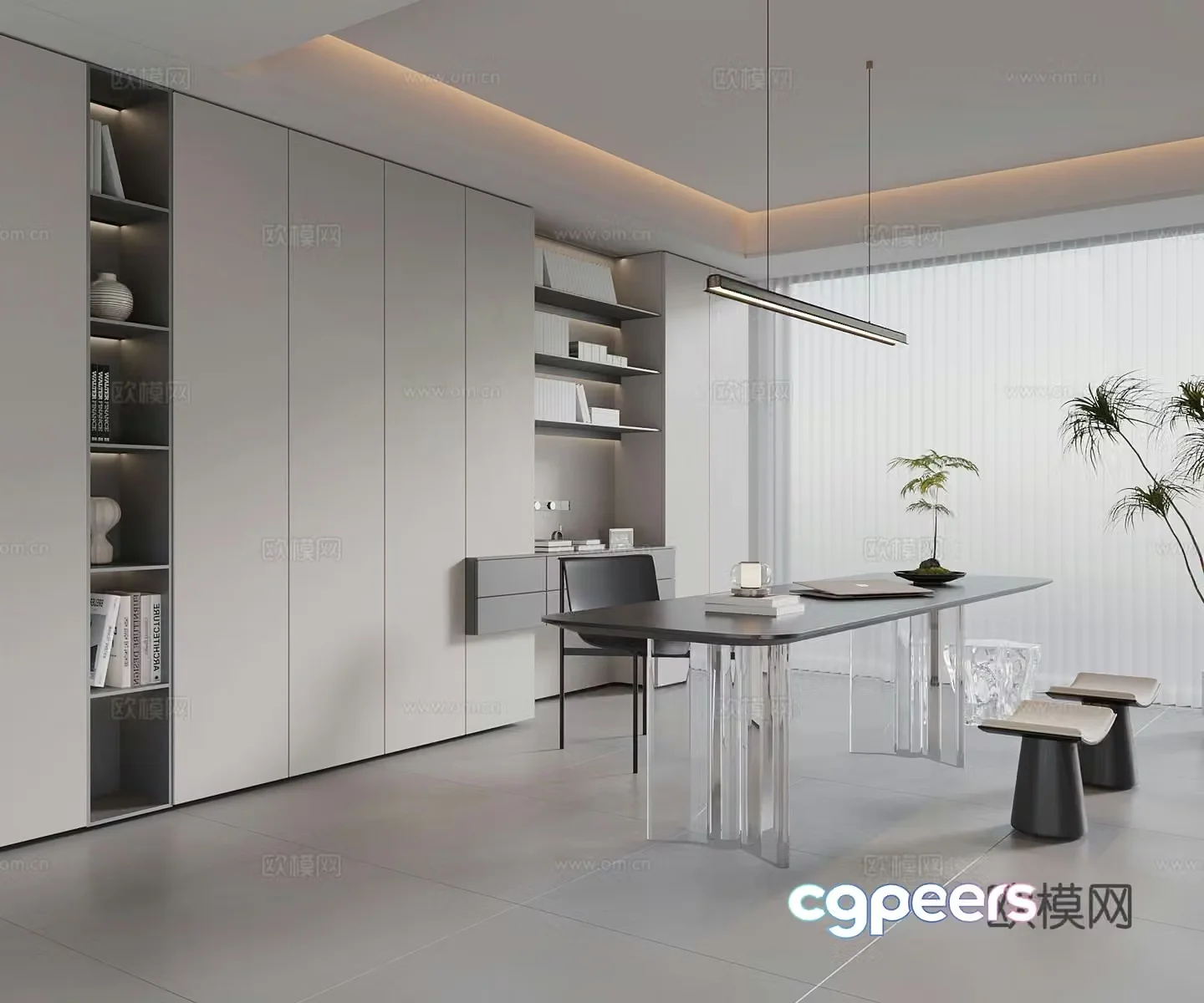 Modern study room 3d model