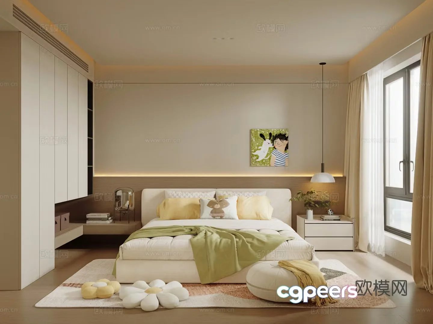 Modern Cream Universal Children’s Room 3D Model