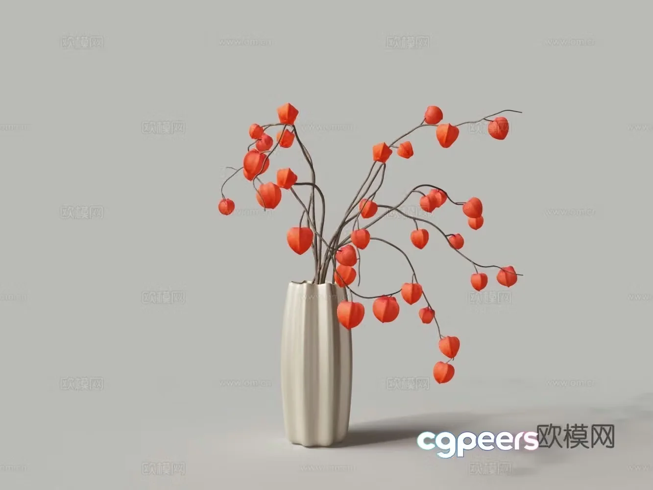 Modern white porcelain vase lantern flower flower arrangement 3d model