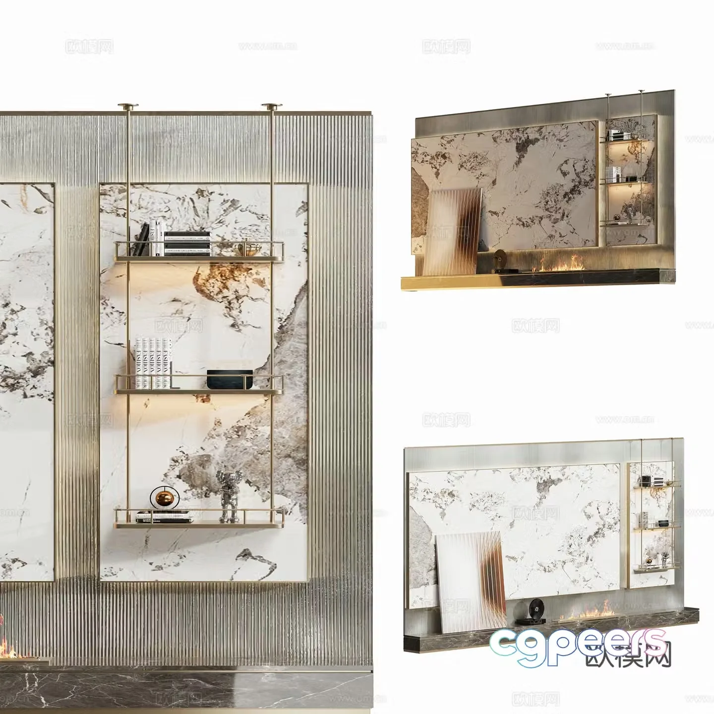 Modern stone TV wall model 3d model