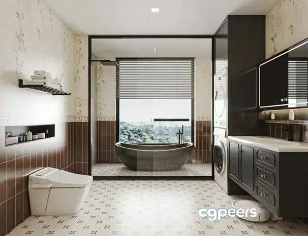 Modern Bathroom Design 3D Model – 2163 – VRAY Render