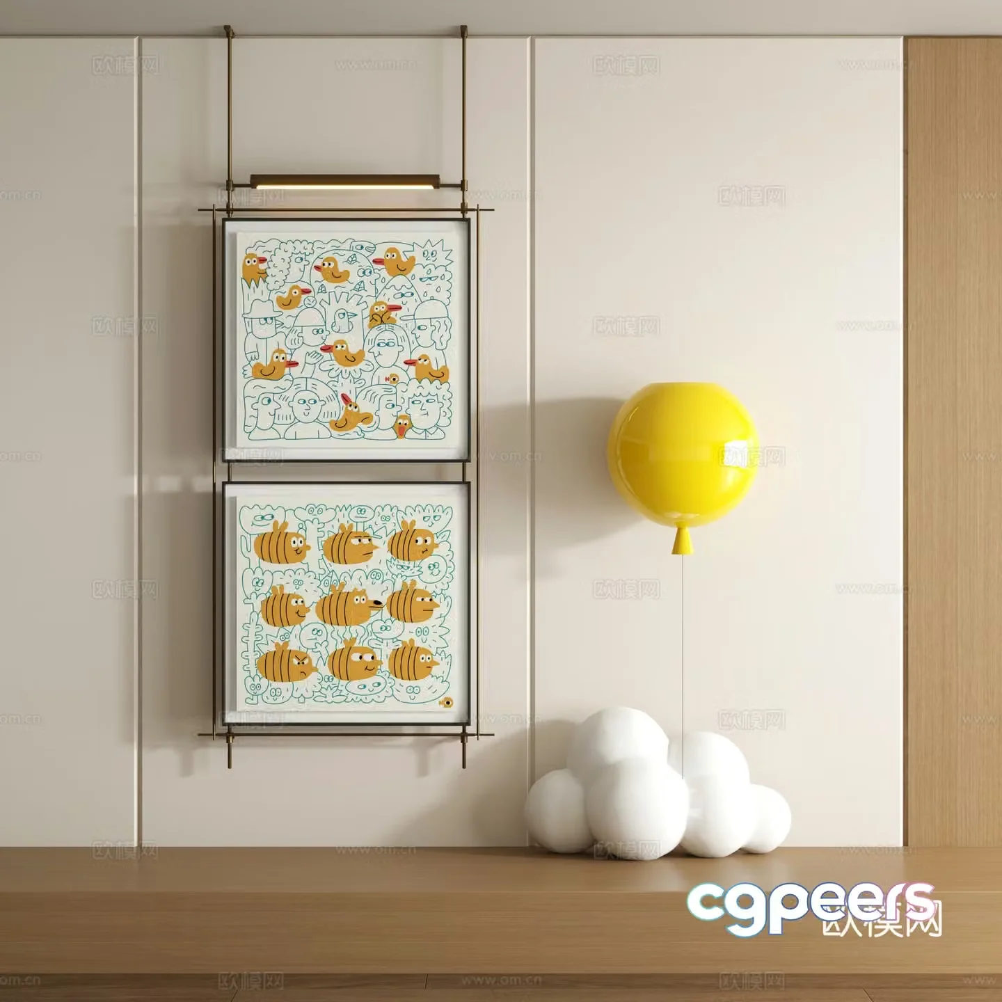 Modern graffiti decorative painting 3d model
