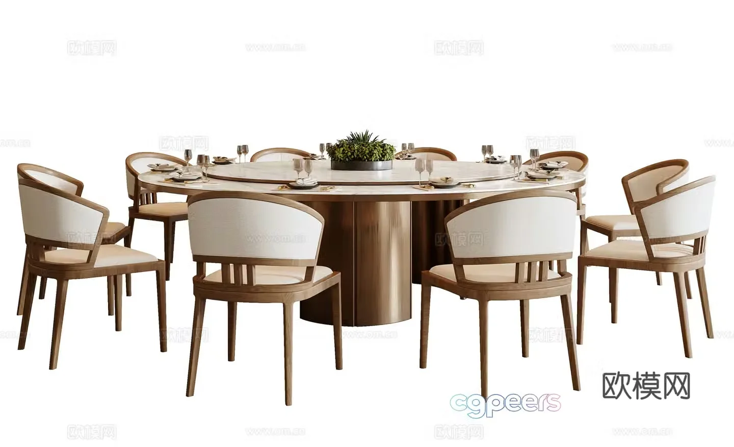 New Chinese dining table and chair combination 3D model