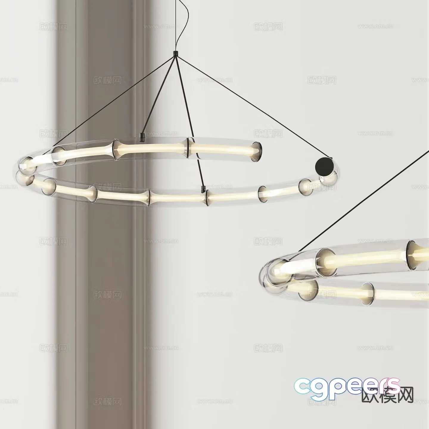 glass chandelier ring chandelier 3d model