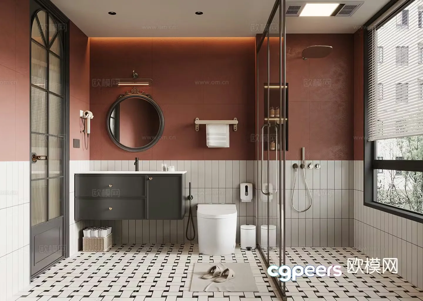 French bathroom bathroom cabinet toilet shower 3d model