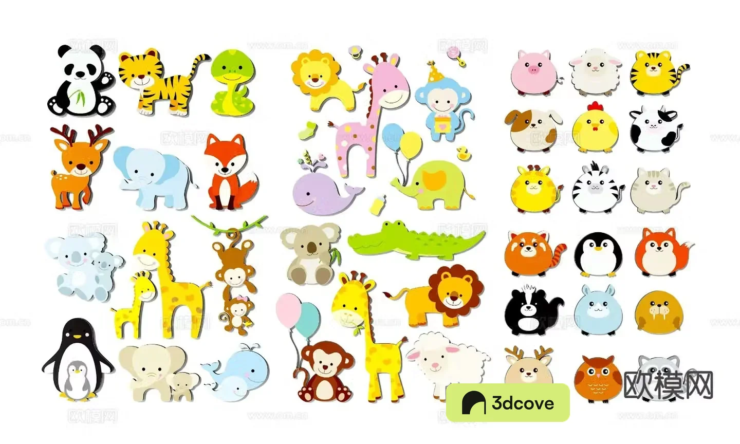 Cartoon silhouette animal magnet wall decoration