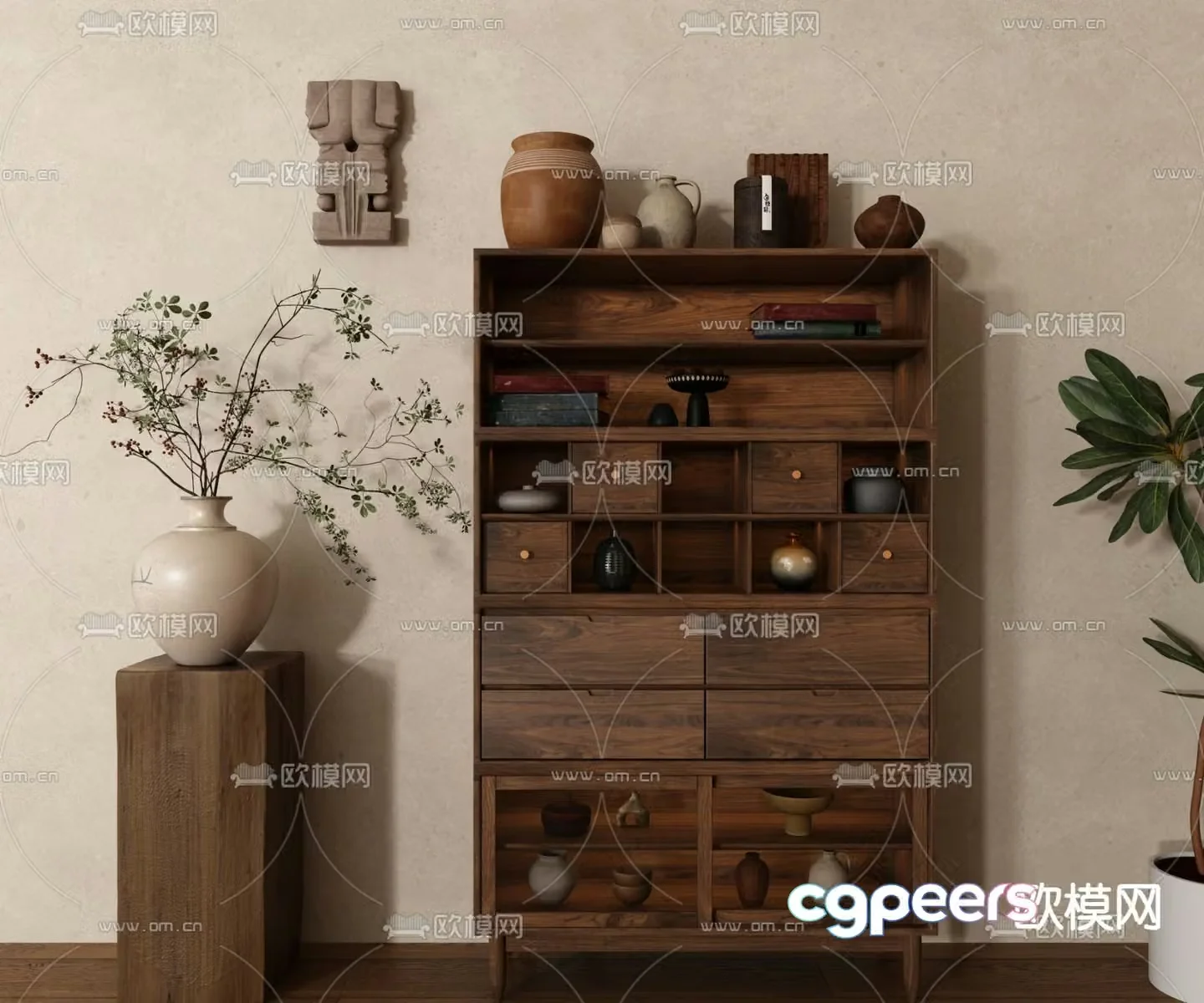 Wabi-sabi cabinet sideboard 3d model