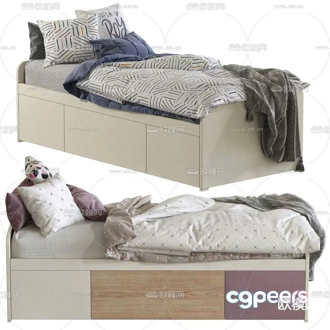 Modern fabric children’s bed 3d model