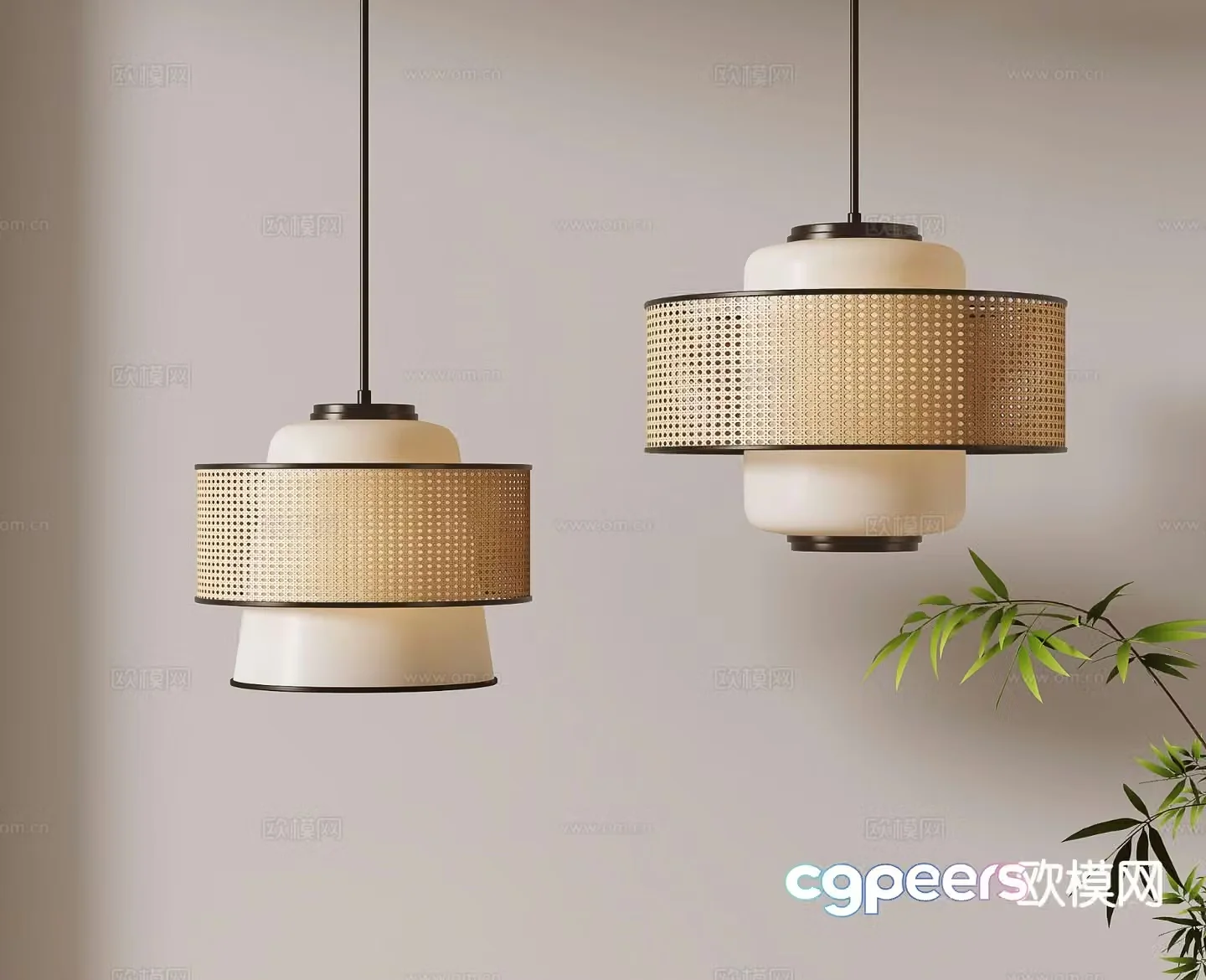 Wabi-sabi style chandelier 3d model