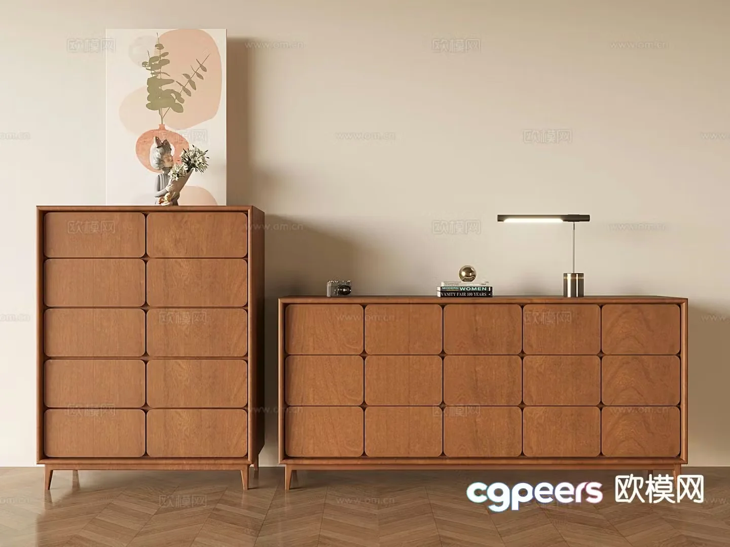 Middle-aged style entrance cabinet side cabinet chest cabinet 3d model