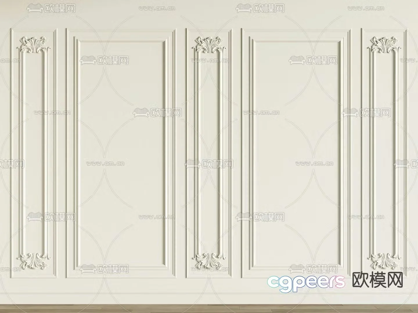 European carving corner line wall panel line 3d model