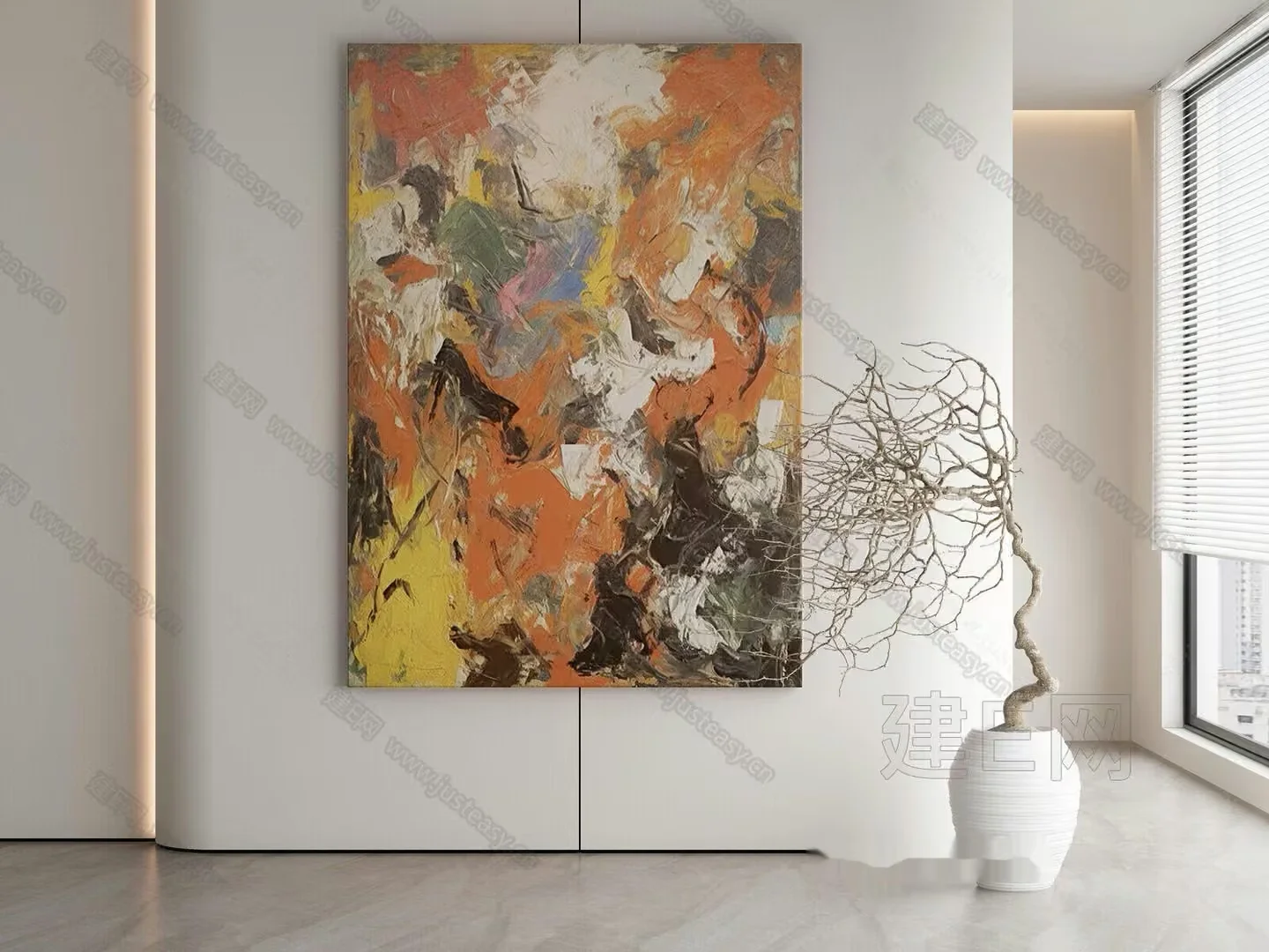 Abstract Painting In A Modern Room 3D Model – 20408 – VRAY Render