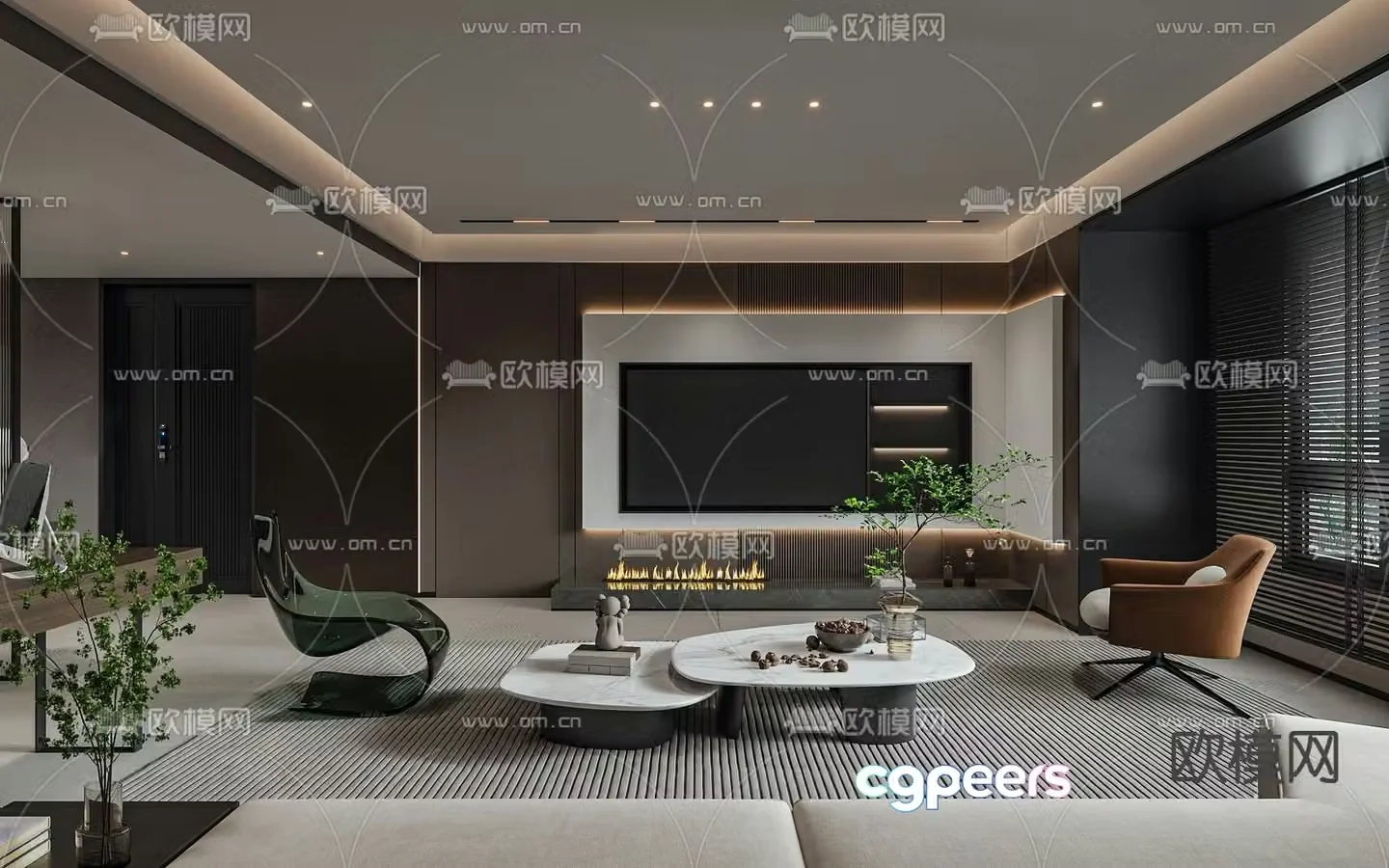 Light luxury living room 3D model