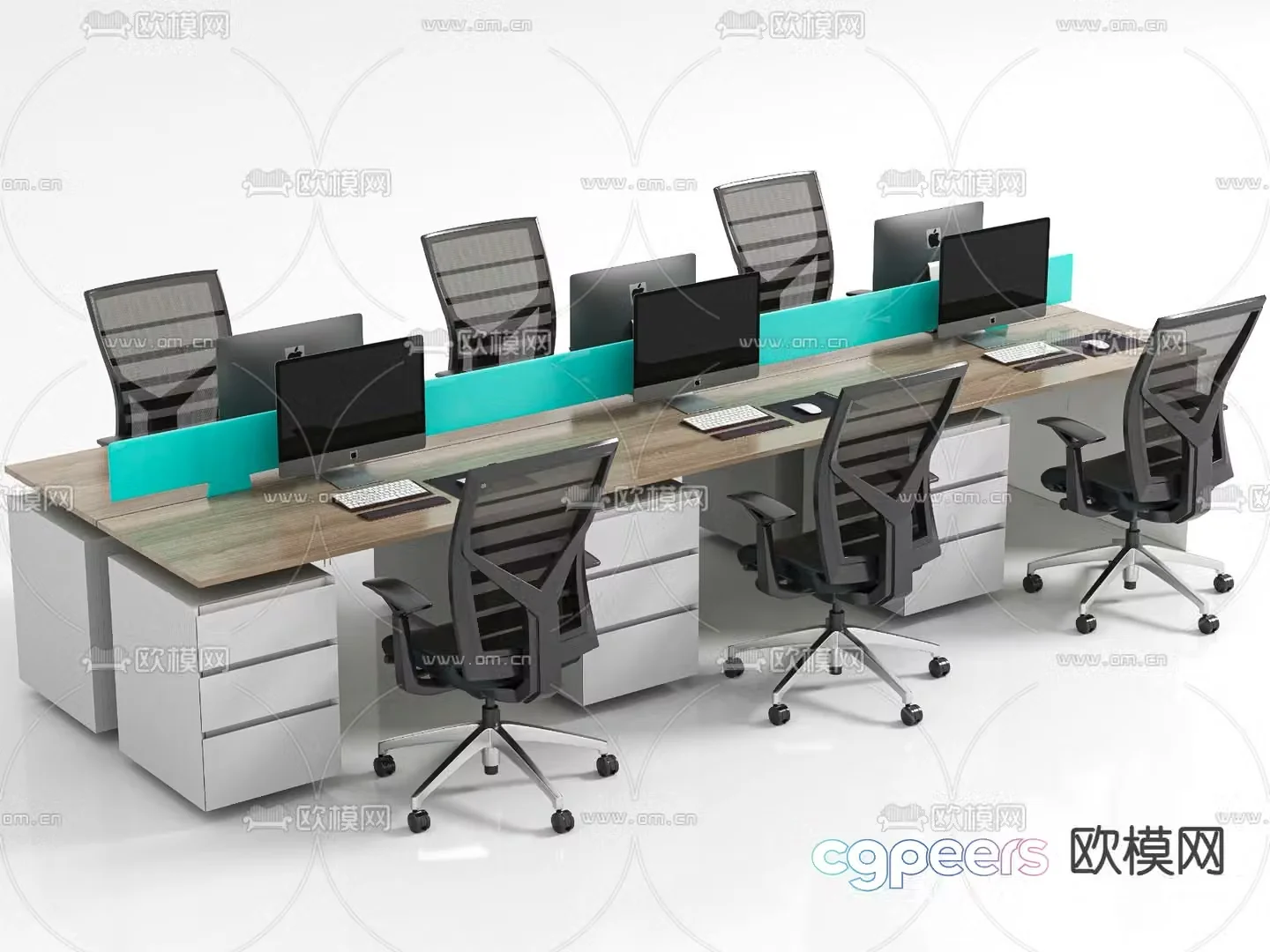 Card space desk staff table 3d model