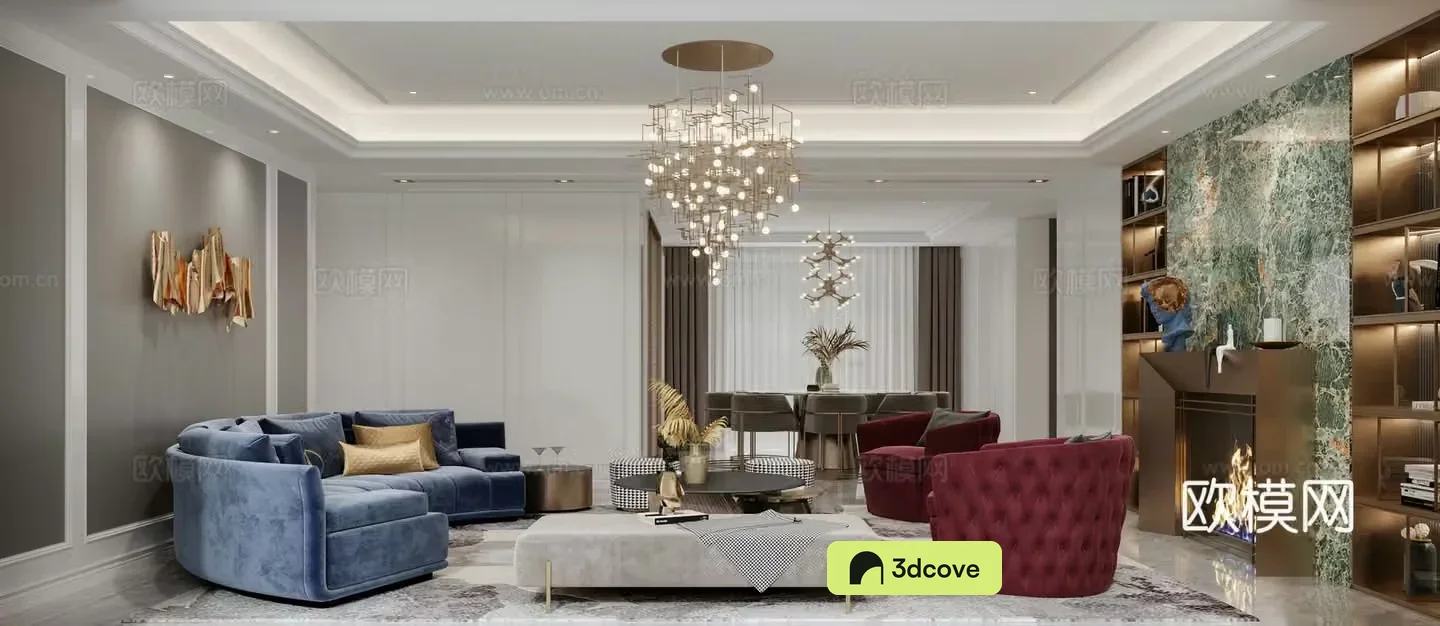 European style living and dining room
