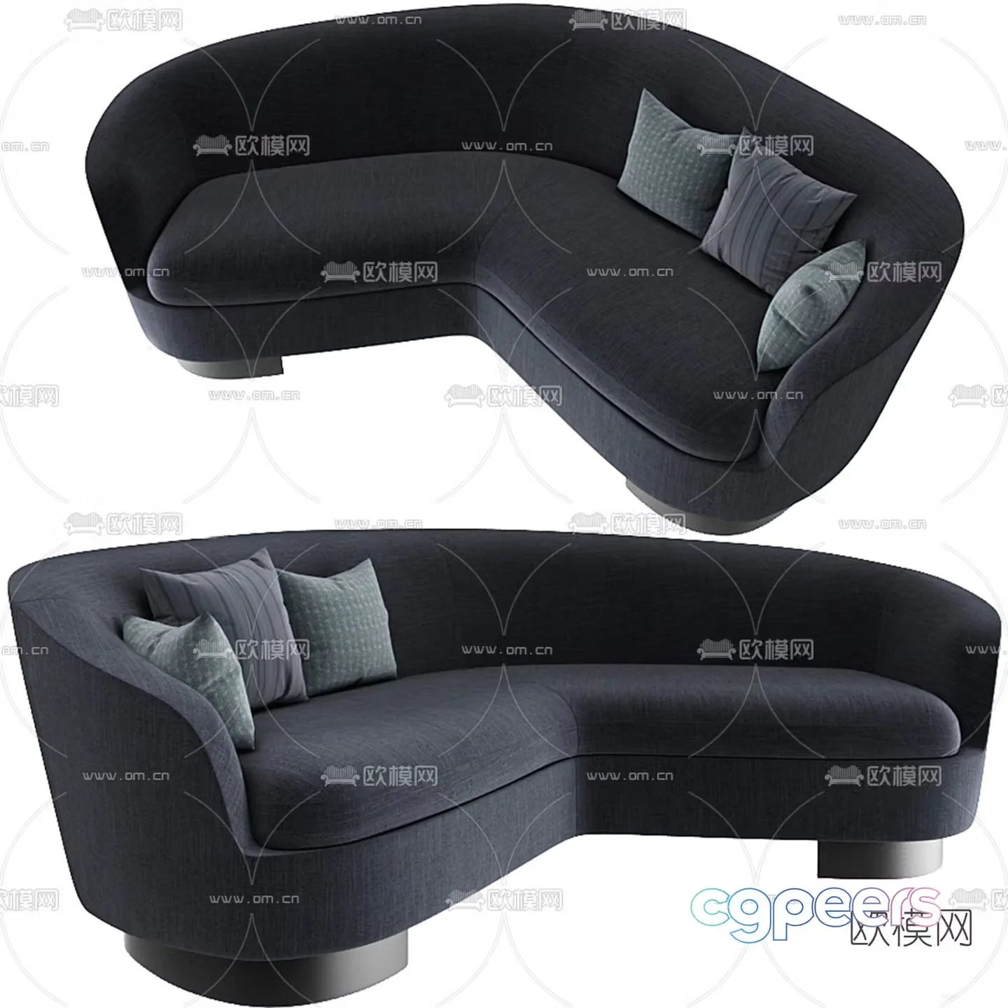 FLEXFORM dark blue love seat 3d model