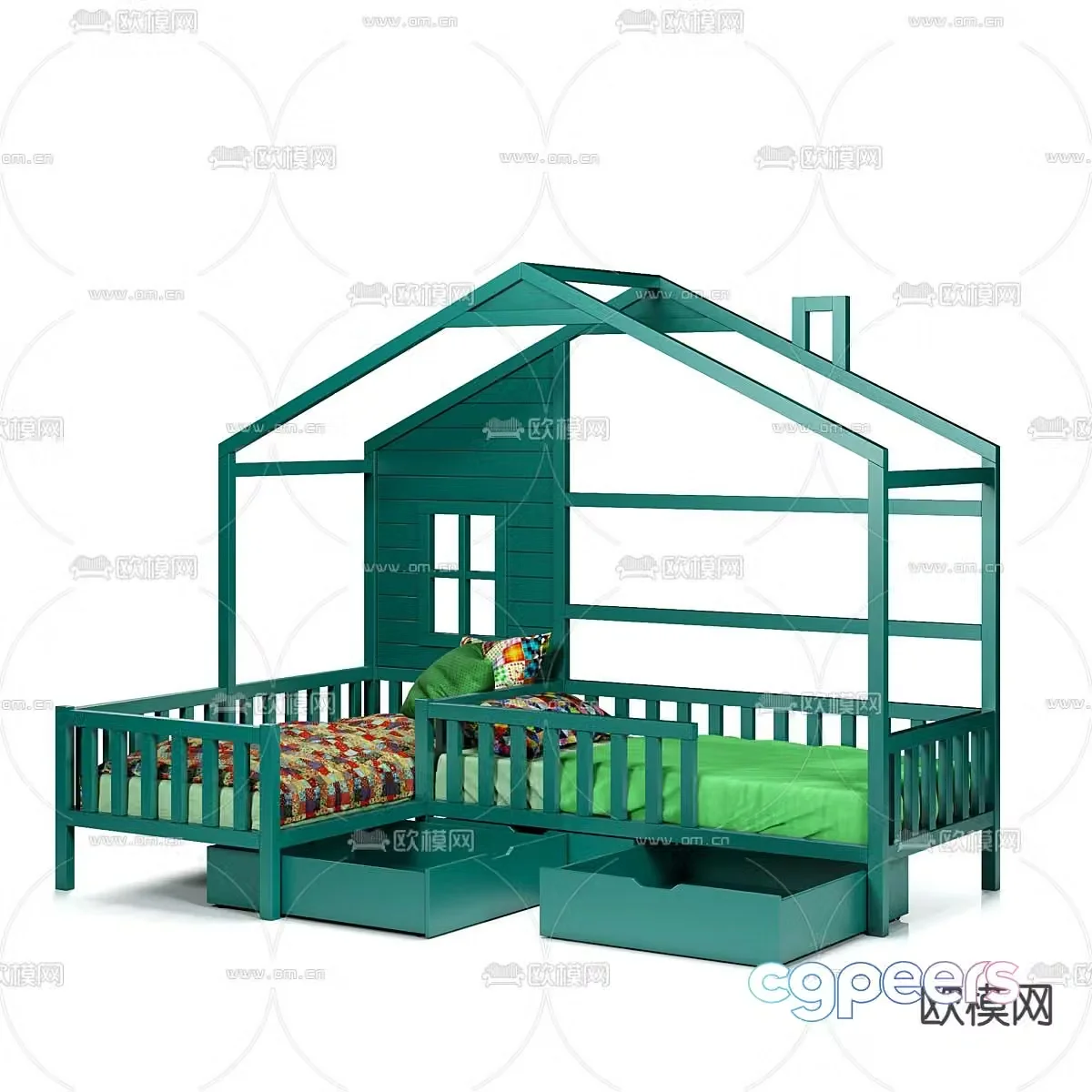 Modern children’s bed crib 3d model