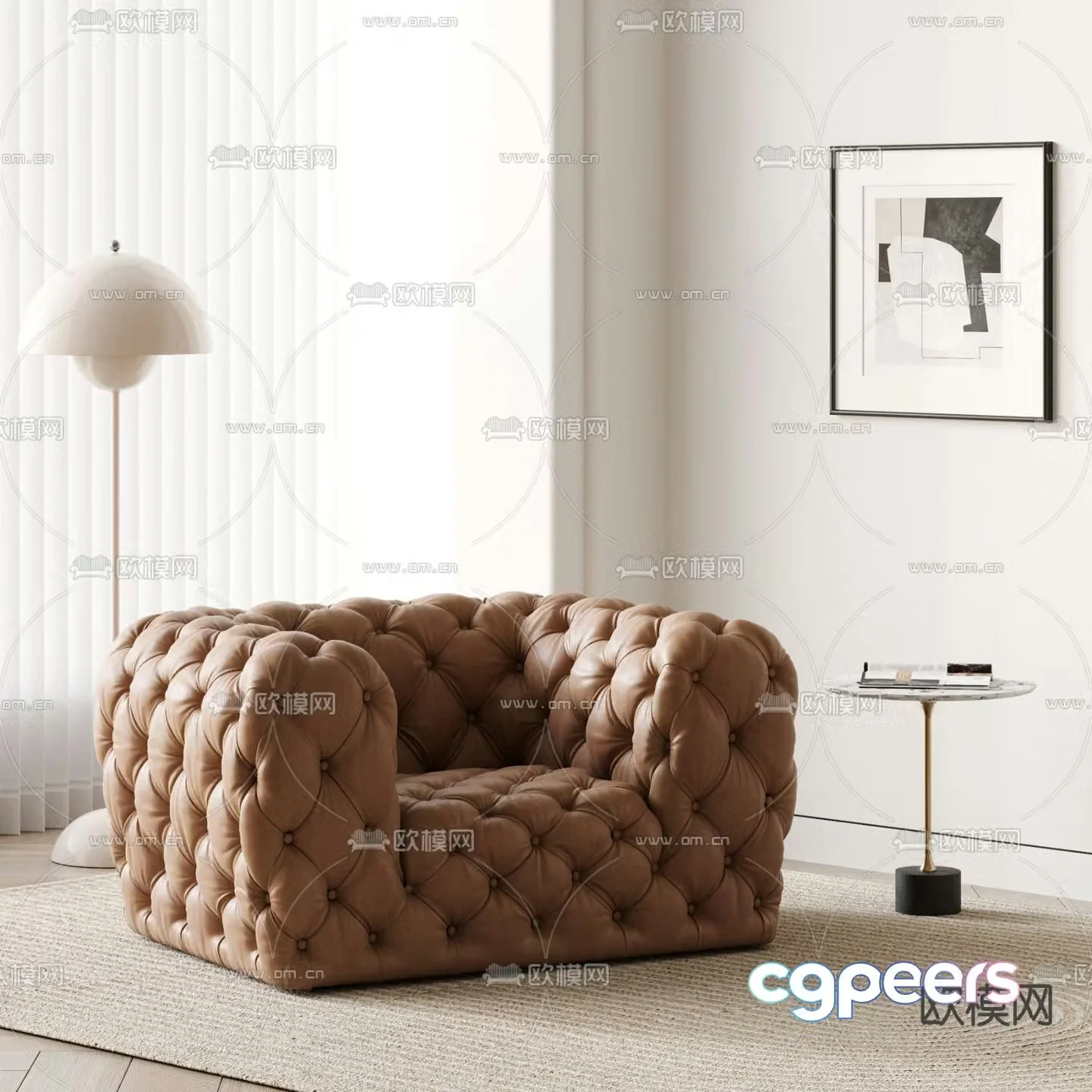 baxter modern single sofa 3d model