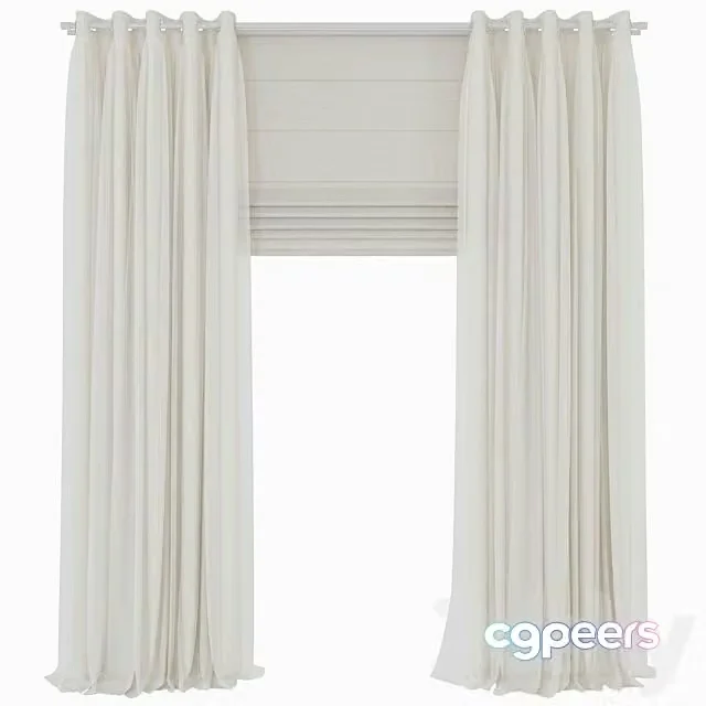 3ds Max Free – Double Curtains with Tulle