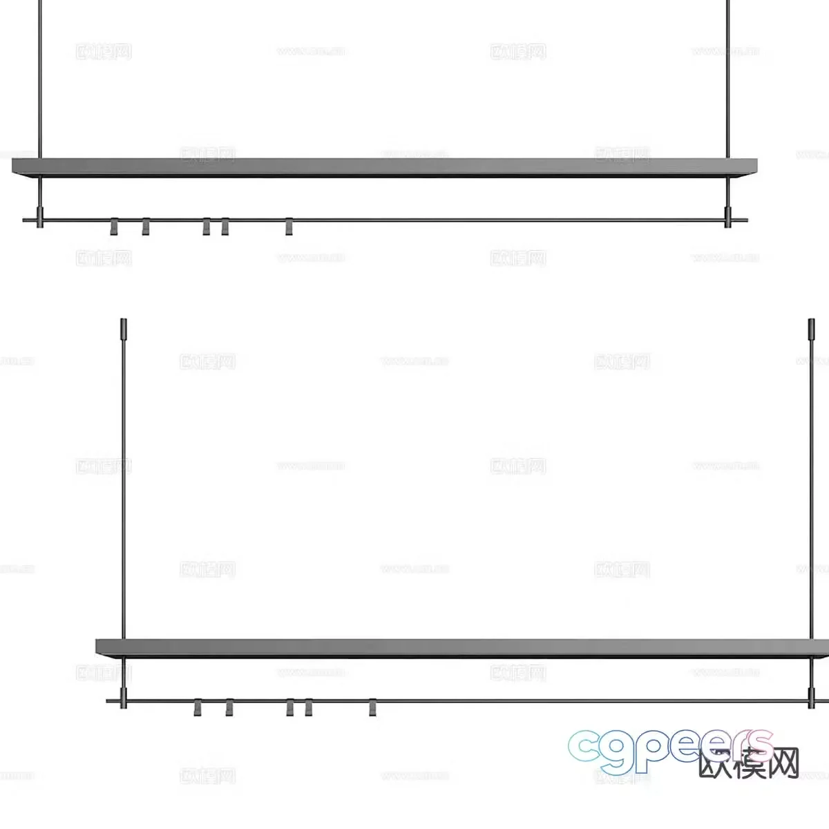 Modern long chandelier 3d model