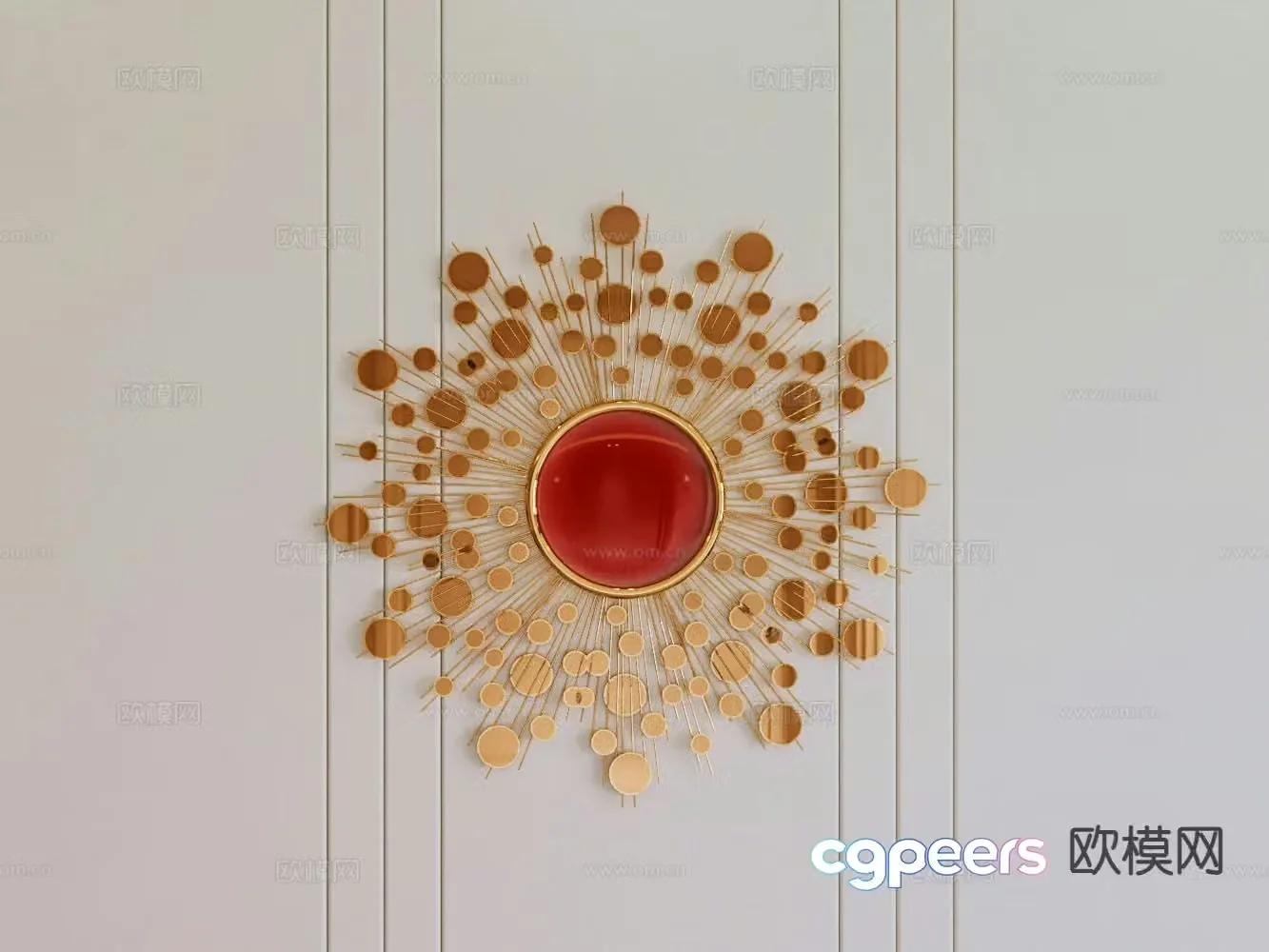 Gold plated ruby â€‹â€‹wall decoration sunflower wall decoration 3d model