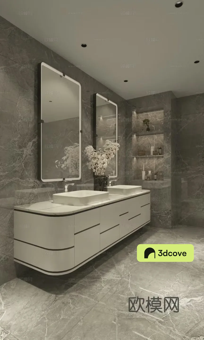 Modern light luxury toilet wash basin mirror