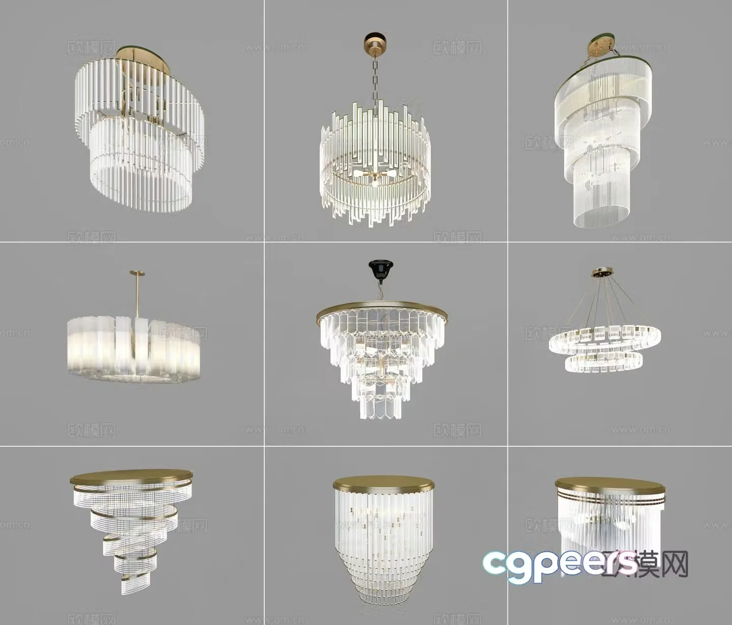 Modern crystal chandelier 3d model
