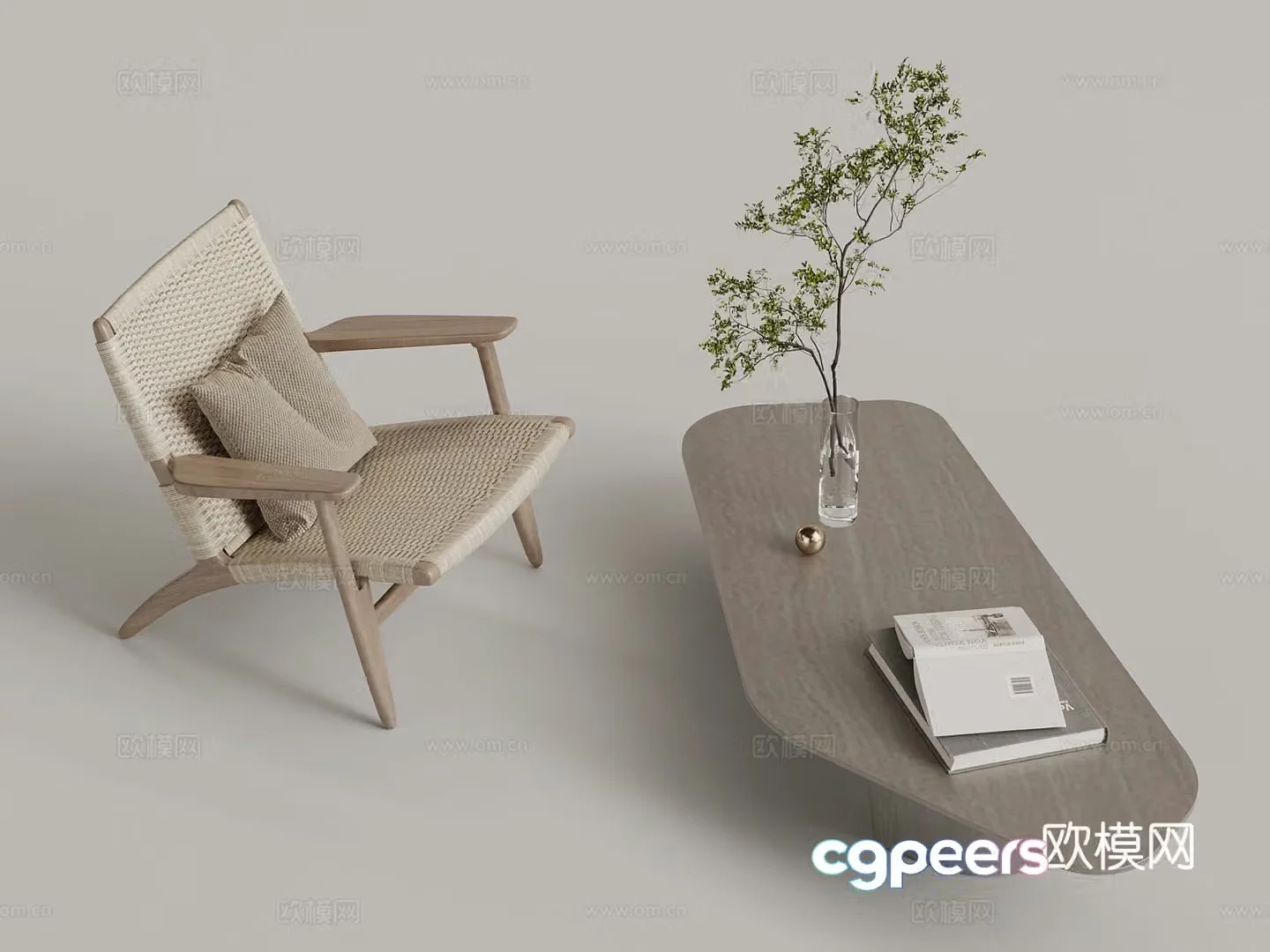 Modern simple casual table and chair 3d model