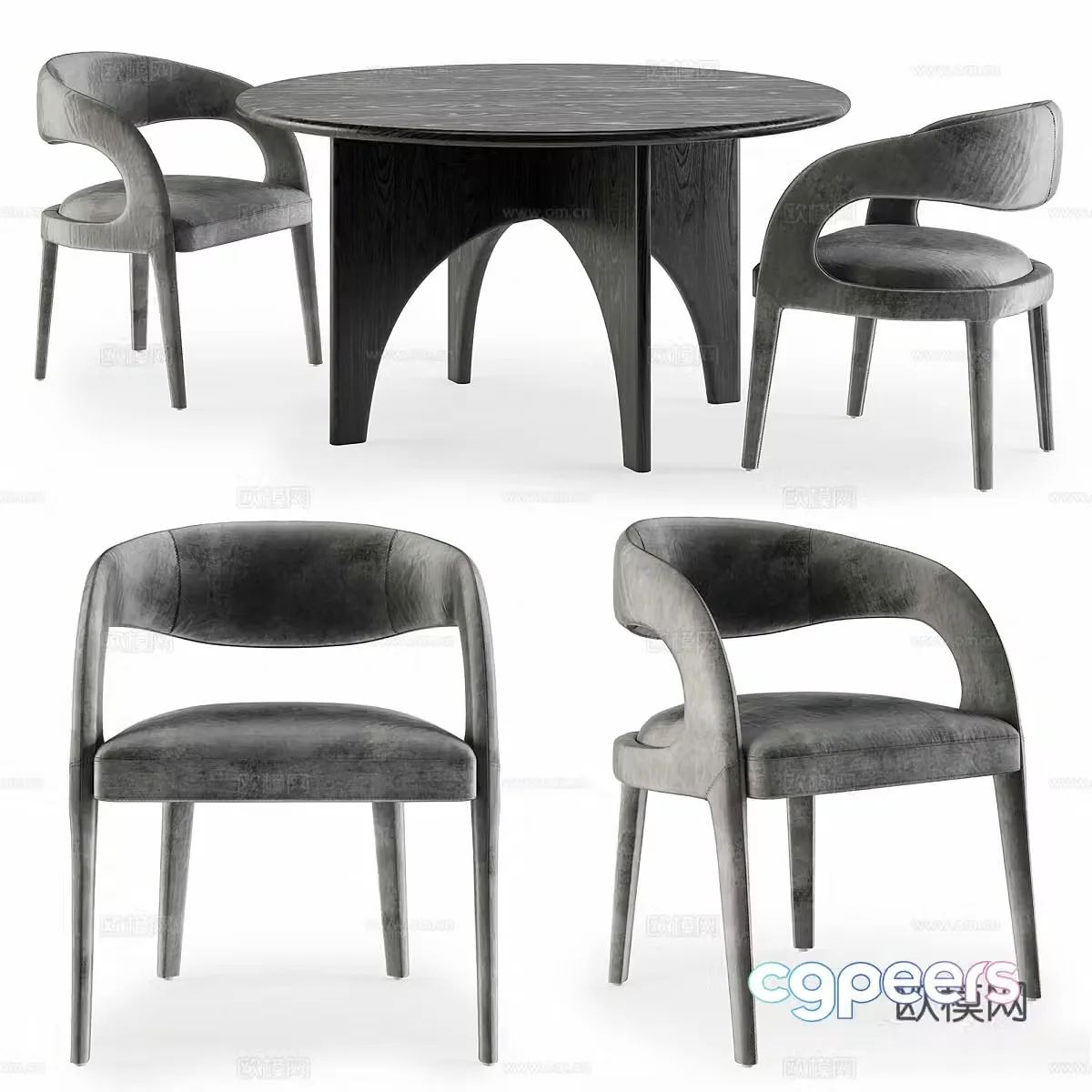 Dining table and chair combination 3D model