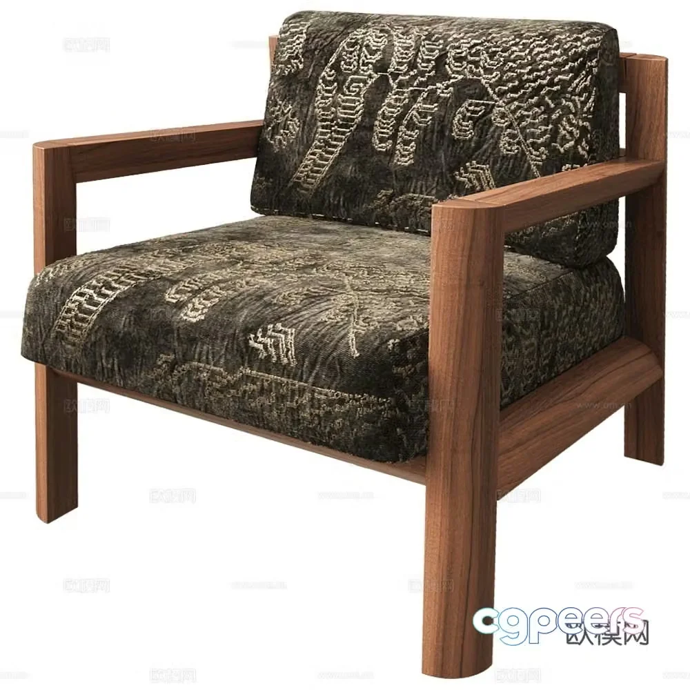 Arbore Medium style leisure chair Retro leisure chair Armchair Fabric leisure chair 3d model