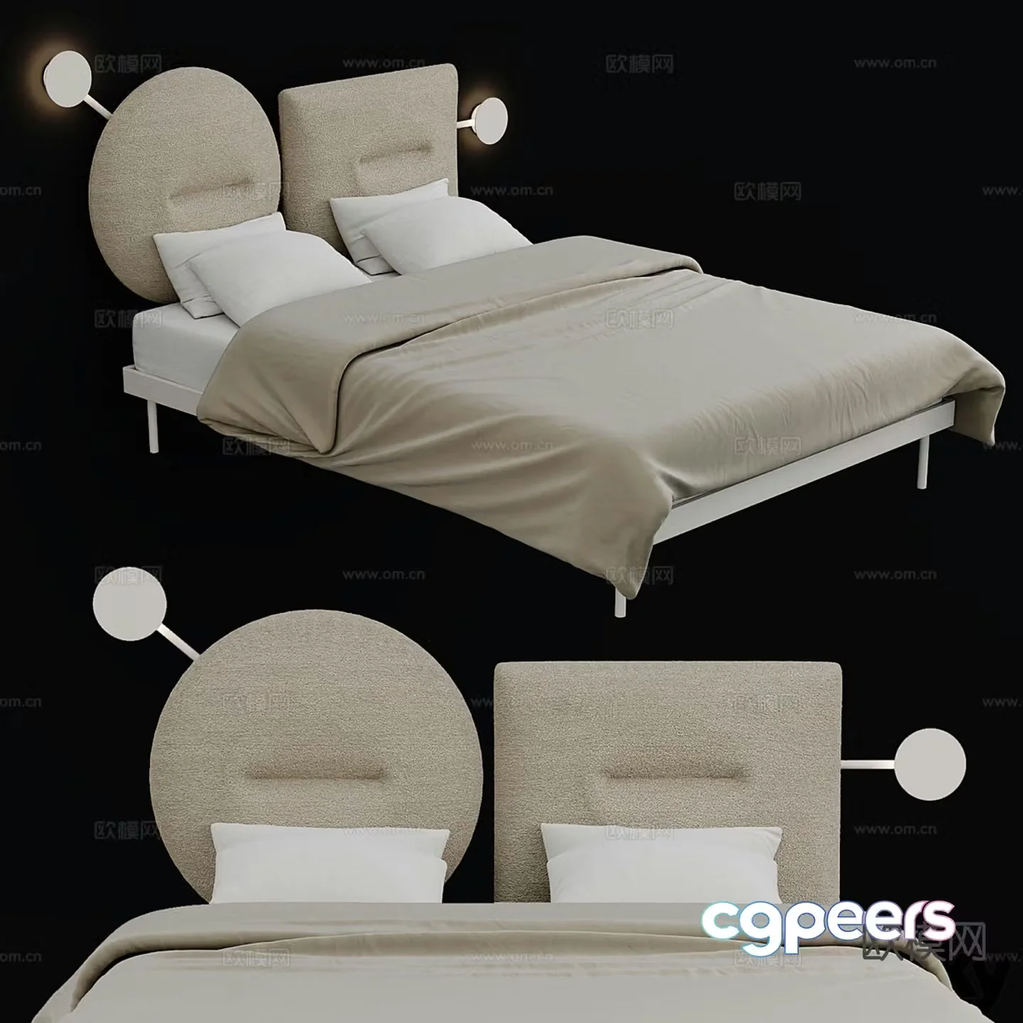 Caccaro modern fabric bed double bed 3d model