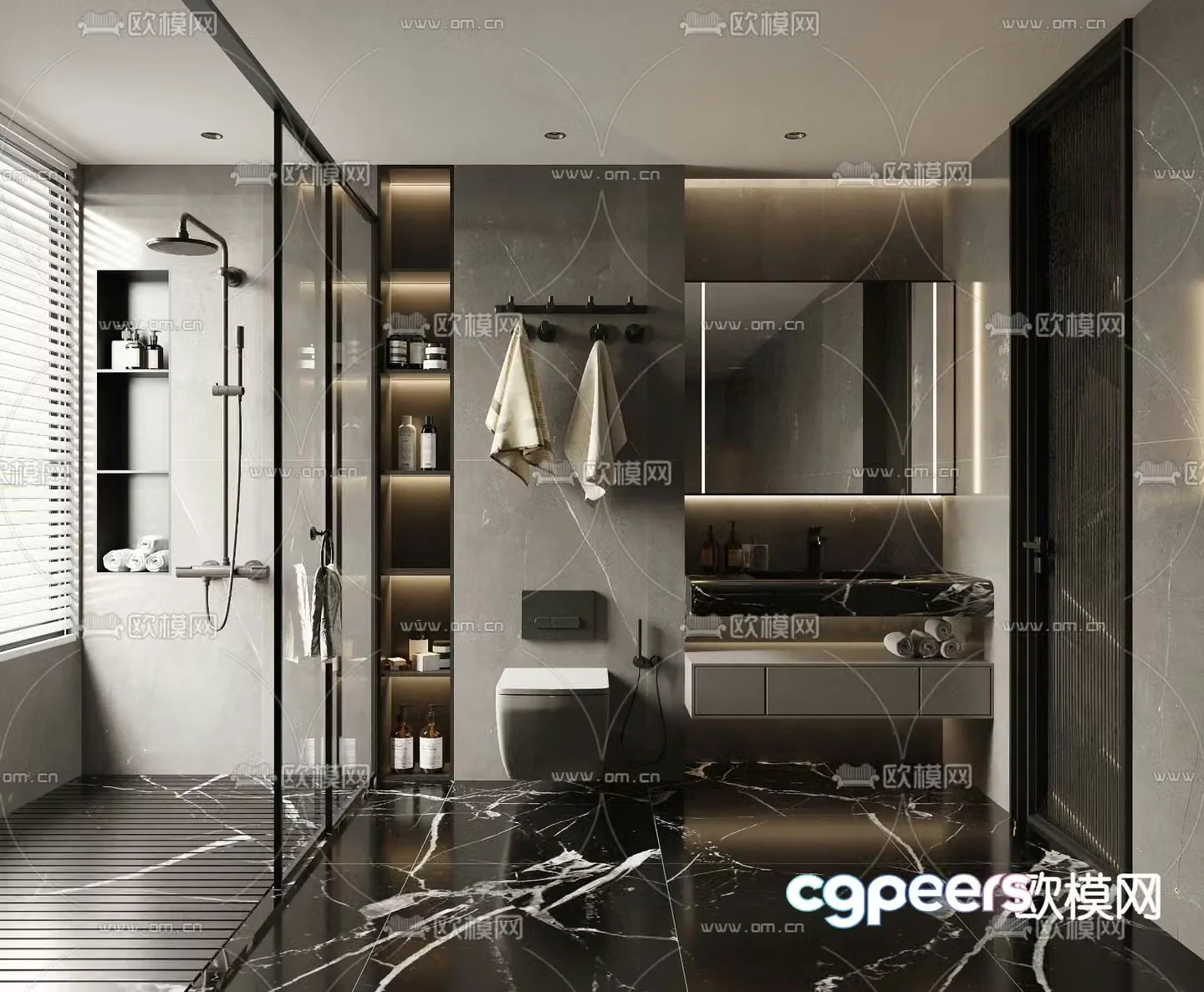 Dark Wind Bathroom Bathroom Toilet 3D Model