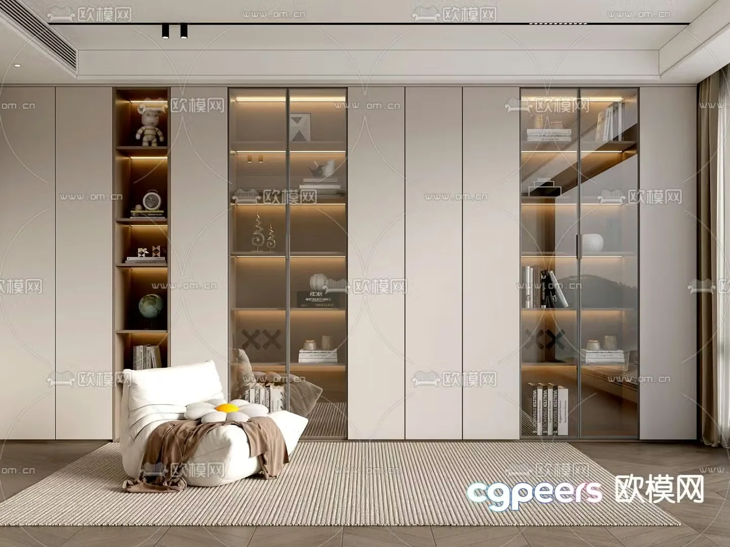 Modern bookcase decorative cabinet 3d model