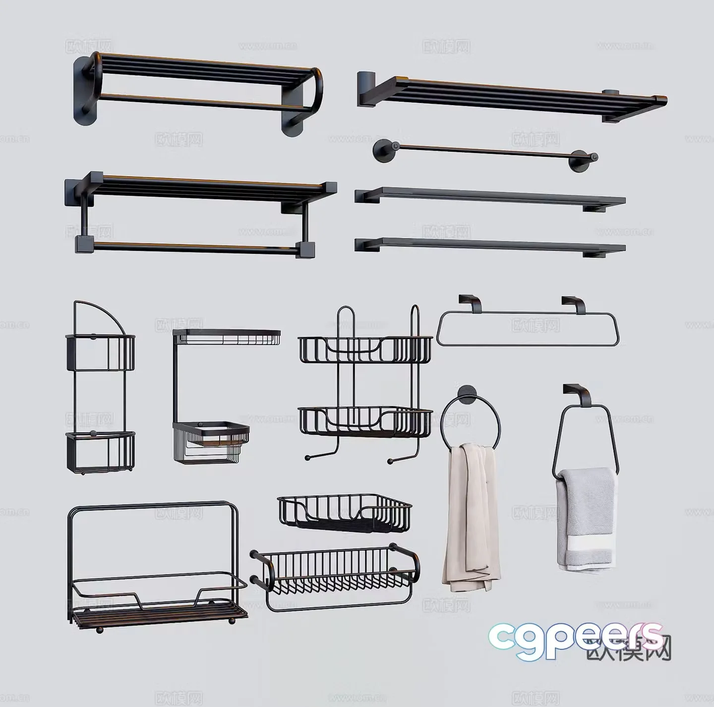 Modern bathroom supplies towel storage rack storage rack tripod 3d model
