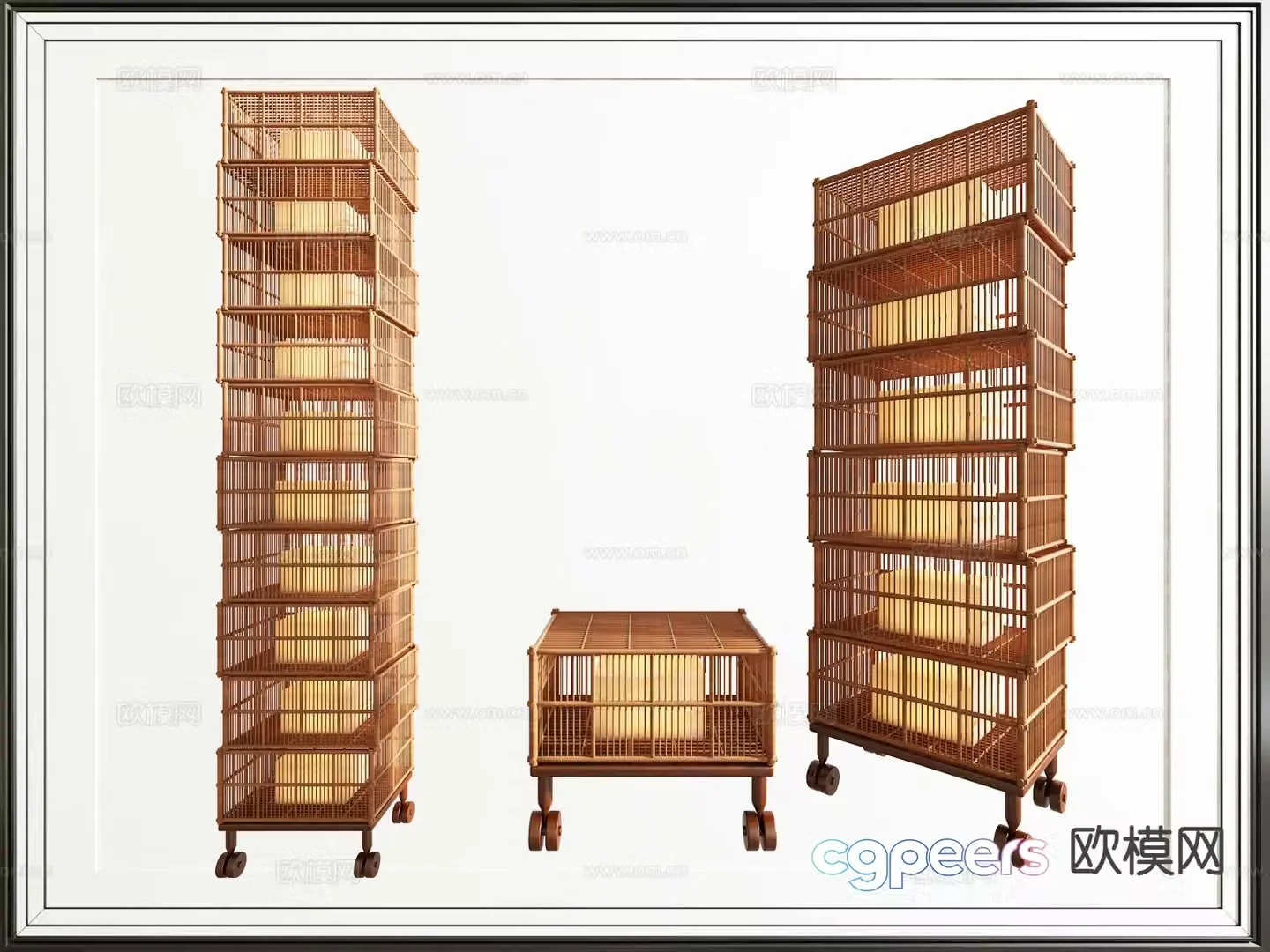 Southeast Asian bamboo floor lamp 3d model