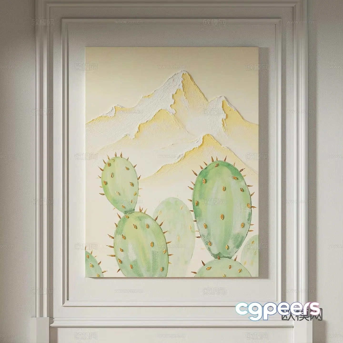 Modern simple texture abstract light luxury wasabi three-dimensional decorative painting 3d model