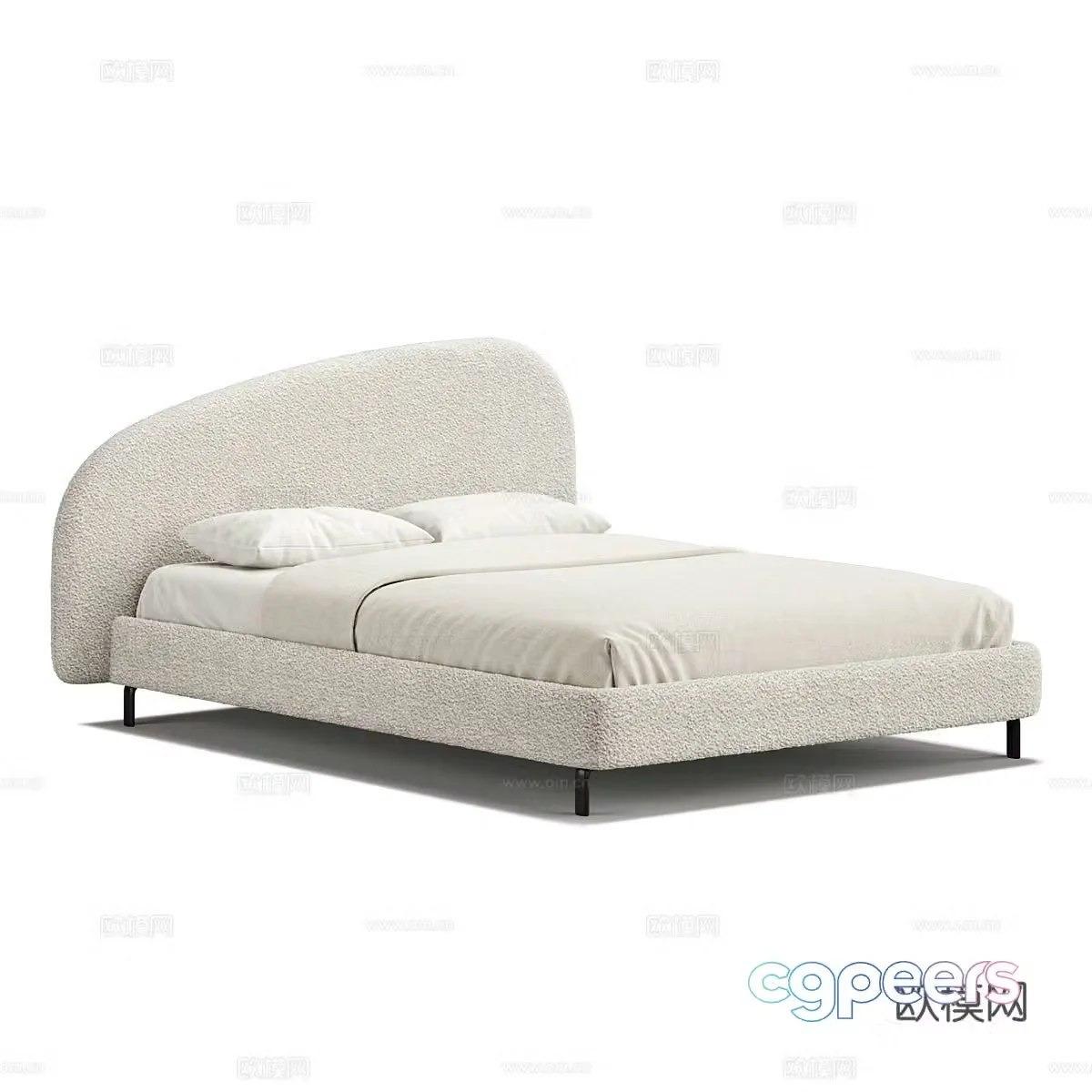 Modern simple double bed Double bed Simple bed Bedroom bed Pillow 3D model