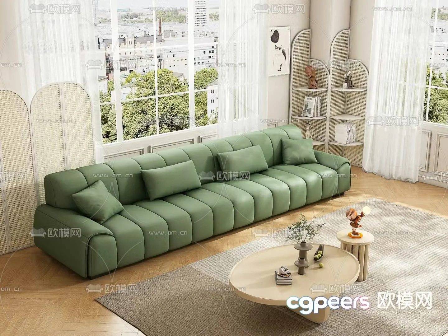 Cream style sofa multi-person sofa 3d model