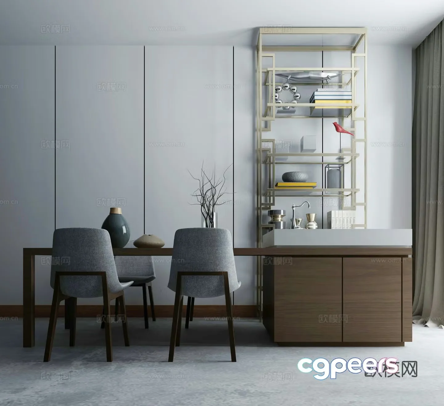 New Chinese style decorative cabinet combination 3D model
