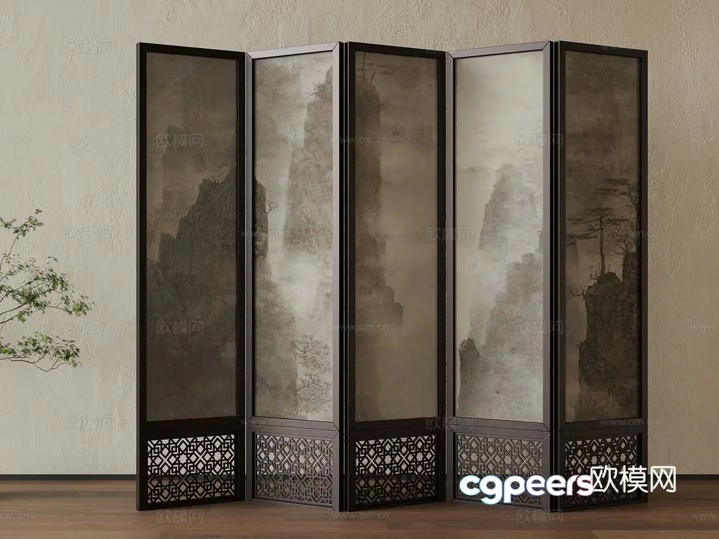 New Chinese-style screen screen partition 3D model