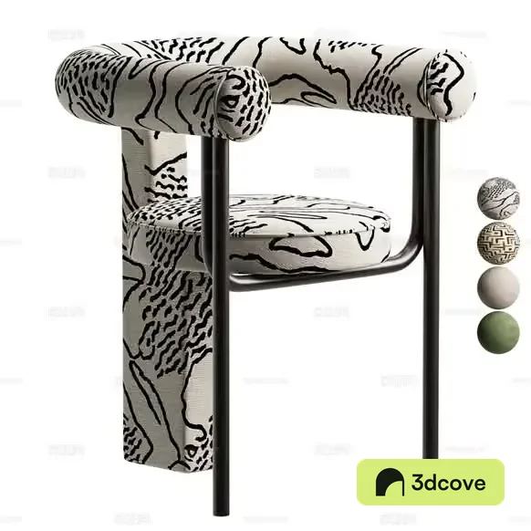 A White Chair With Black Designs