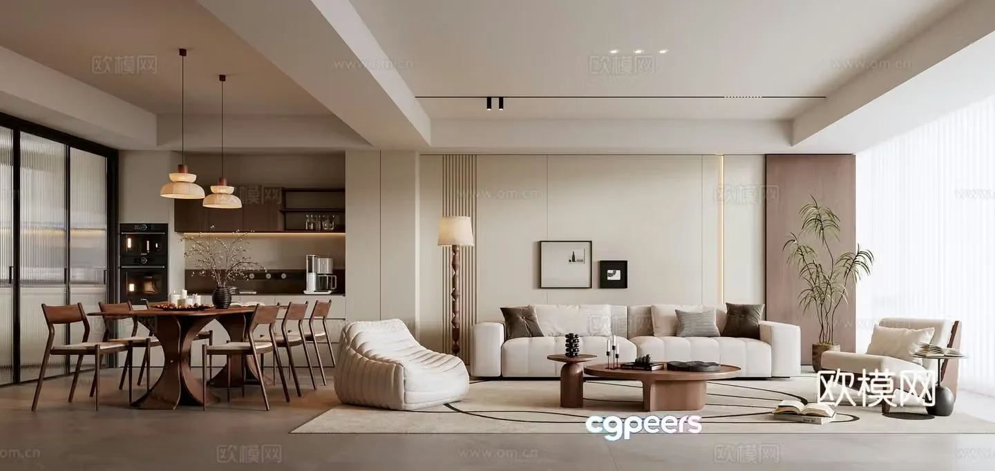 3D model of medieval style living room restaurant